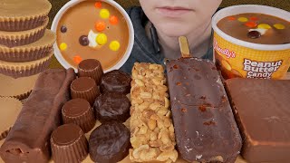 ASMR Chocolate Peanut Butter Desserts *Ice Cream Sundae, Reese's Cups, Snickers, Marshmallow