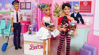 Sniffycat Barbie Family Sugar & Spice Airplane Trip Family ! Toys and Dolls Fun for Kids
