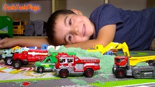 Matchbox Truck Toys UNBOXING! Fire Engine and Tow | JackJackPlays
