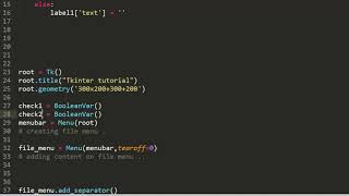 Adding Checkbutton on menubar in tkinter / Menu Part 3 / Tkinter Tutorial in Hindi / Dynamic Coding