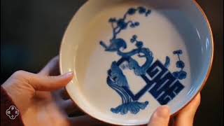 Teapot Plate 茶人雅器｜清代若深珍藏款·喜上眉梢青花壶承