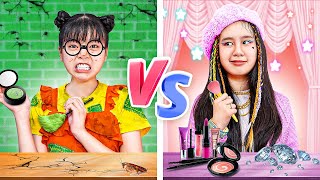 Pobre Buena Hermana Vs Rica Mala Hermana 💄 Desafío De Maquillaje De Un Color Divertido