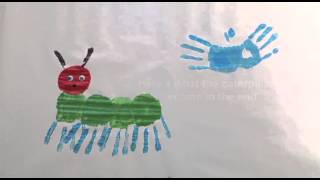 How to make a Very Hungry Caterpillar handprint art