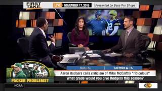 ESPN First Take   Aaron Rodgers Defends Mike McCarthy