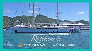 Watch 183’/56m sailing yacht ROSEHEARTY docking in St. Maarten | 4K