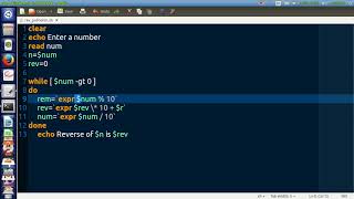 Shell Script to find Reverse of a number and display if its palindrome or not