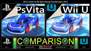 Sonic \u0026 All-Stars Racing Transformed (PS Vita vs Wii U) Side by Side Comparison