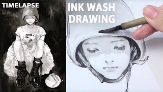 Ink-wash Drawing 🍰 Time-lapse 4K