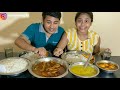 Chicken Curry Egg Masala Curry Dal Egg Omelette Rice Eating Challenge In Hindi