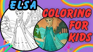 Coloring Elsa from Frozen ❄️ | Beautiful Ice Queen Coloring Page for Kids