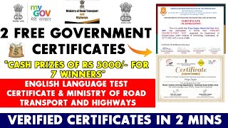2 Free Government Certificates in 2minutes - My Gov | Ministry of India | English Test Certificate