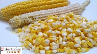 मकई / भुट्टे / कॉर्न  के दाने कैसे निकाले - How to peel Sweet Corn in 2 Minutes - way to Peel Corn