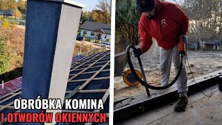 Obróbka komina tynkiem mozaikowym. Przygotowania otworów okiennych pod montaż