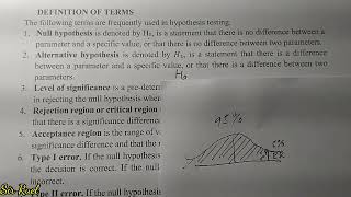 Illustrating Null and Alternative hypothesis, Level of Significance, Rejection Region