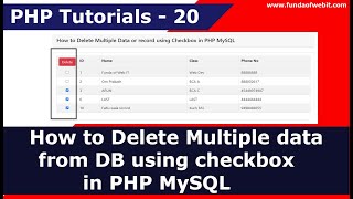 How to Delete Multiple data from database using checkbox in PHP MySQL | PHP Tutorials - 20