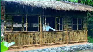 A man built a beautiful bamboo house in the forest with his own hands