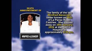 Winifred Alexander ~ Short Obituary