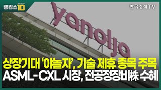 상장기대 ‘야놀자’, 기술 제휴 업체 주목  ASML-CXL 시장, 전공정장비株 수혜 / 김덕호 주식회사플레처, 변영인 기업공시연구소 / 랭킹쇼 종목TOP10 / 한국경제TV