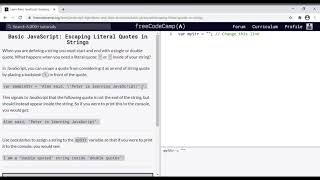 24 - Learn Basic JavaScript Escaping Literal Quotes in Strings