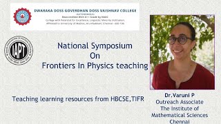 Dr Varuni, IMSc on Science Outreach and Resources for Teachers from HBCSE, TIFR