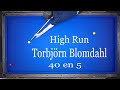 당구 3쿠션 하이런 토브욘 브롬달 | Torbjorn Blomdahl High Run 40 in 5 Bida 3 Băng