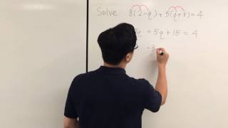 3.2f Solve Equation 8(2-q)+5(q+3)=4