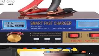 400W Smart Automatic 12V/24V Car Storage Battery Charger LCD 5-stage Intelligent Pulse Repair Lead A