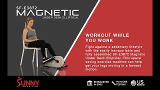 Sunny Health & Fitness Magnetic Portable Under Desk Elliptical Machine