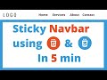 Sticky Header Navbar using only HTML CSS l Fixed Navigation Bar to Top on Scroll