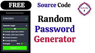 Create Random Password Generator With Source Code Using HTML CSS JAVASCRIPT By NonTechBg |