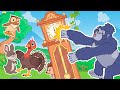 🦍 Hickory Dickory Dock with Gorillaz + More Nursery Rhymes & Kids Songs - Jolly Jungle Jingles