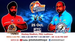 Global Kabaddi League | Match 18: Singh Warriors Punjab Vs California Eagles