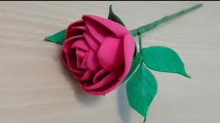 Handmade Rose|Roja poo| How make flowers|Rose gift|Amazing idea/flower craft ideas with foam sheet