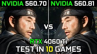 Nvidia Drivers (560.70 vs 560.81) RTX 4060 Ti Test in 10 Games 2024