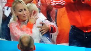 Robben going to check on a young fan (his son)