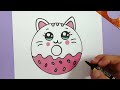 how to draw a cute kitten donut super easy