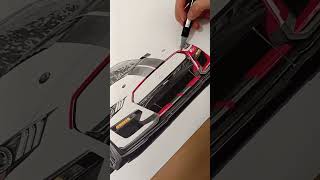 drawing a super realistic Ford mustang gt500 #gt500 #cardrawing #drawing