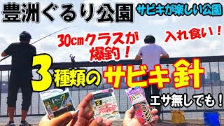 豊洲ぐるり公園３種類のサビキ針で30cmクラスが連発爆釣！エサ無しでも簡単に釣れまくるオススメのサビキ針はこれ！食べます