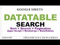 Google Sheets - Search DataTable using Bootstrap, DataTables, JavaScript with Sorting & Pagination