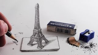 How to Draw The Eiffel Tower 3D Trick Art