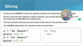 codeHS 7.2 and 7.3 - Slicing and Immutability