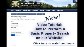 How to perform a Basic Property Search on the Hillsborough County Property Appraiser Website