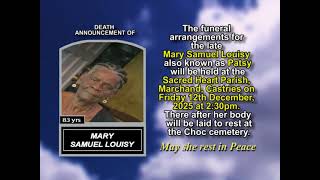 Mary Samuel Louisy ~ Short Obituary