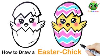 兒童簡筆畫可愛的小鸡 How to Draw a Chick Easy and Cute｜Easter Chick｜Farm Animals｜Easy Drawings for kids兒童簡筆畫教程