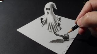 👻Help, Ghost on the table! - How to Draw 3D Ghost - 3D Trick Art Drawing - VamosART