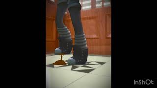 Yi stepping in dog poop with hi top boots