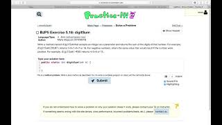 Exercise 5.18 (digitSum) Java Tutorial || Practice-It