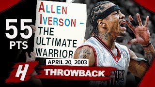 Allen Iverson EPIC FULL GAME 1 Highlights vs Hornets (2003 Playoffs) - 55 Pts, P