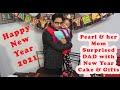 Pearl and her Mother Surprised Dad with Surprised Cake and Gifts on the Eve of New Year 2021