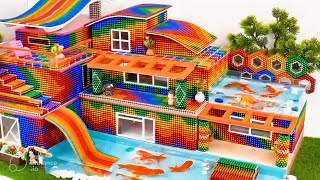 Making a beautiful house with a swimming pool from magnet balls🤩 | #magnet #swimming #fish